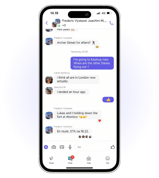 All Gravy chat interface showing team messaging