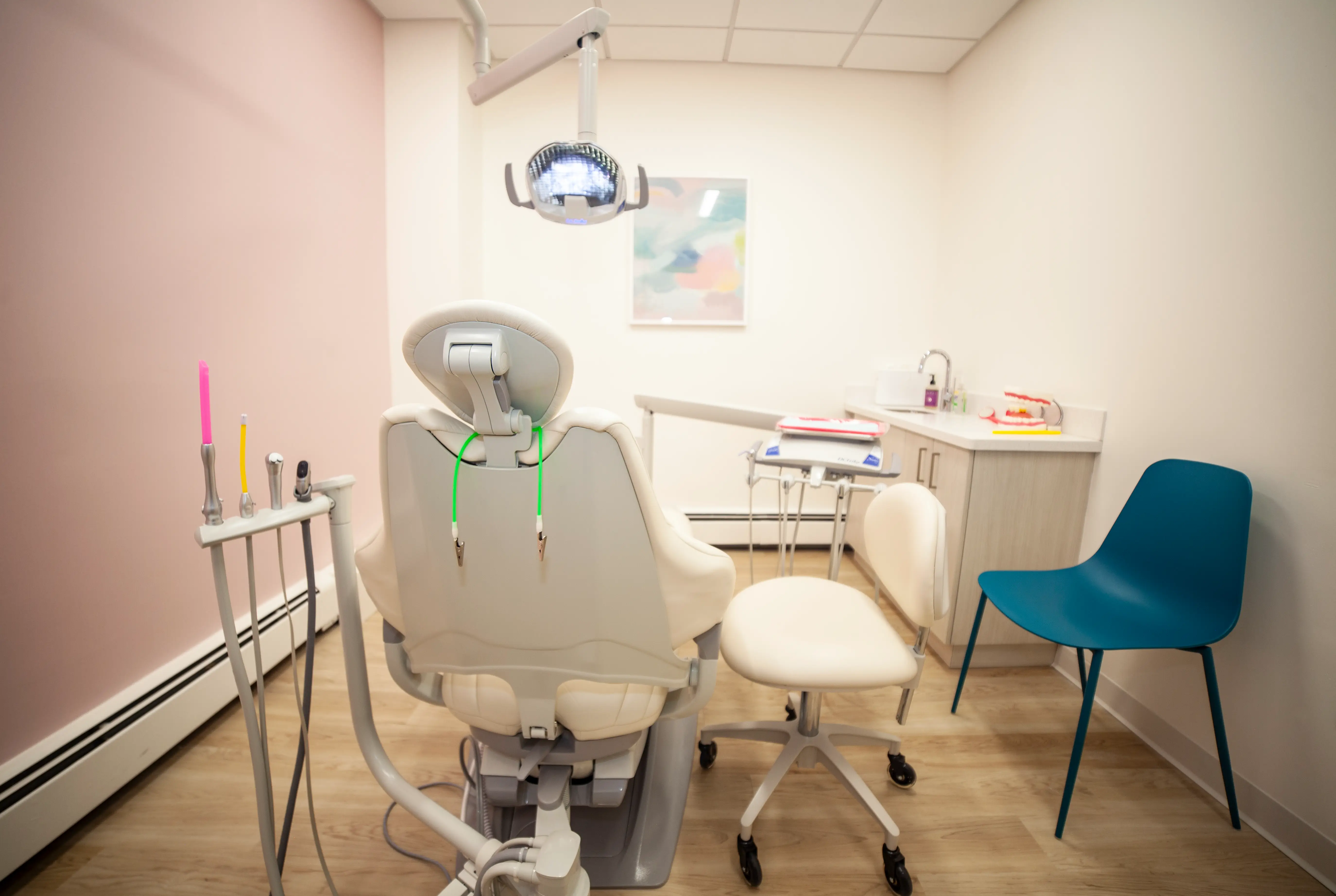 Kid-friendly waiting room with comfortable seating and décor at Fresh Pediatric Dentistry Montclair.
