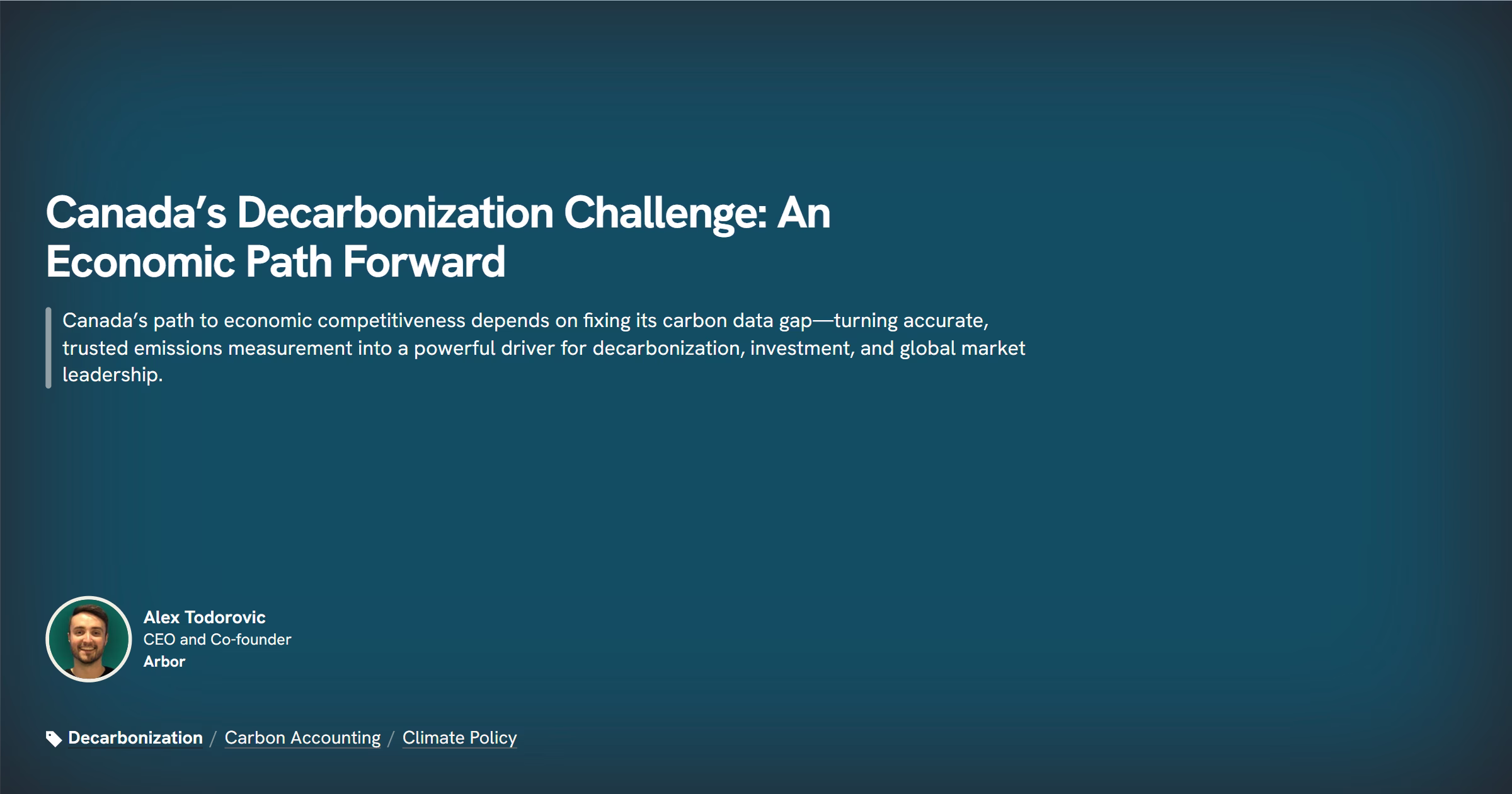 Canada’s Decarbonization Challenge: An Economic Path Forward