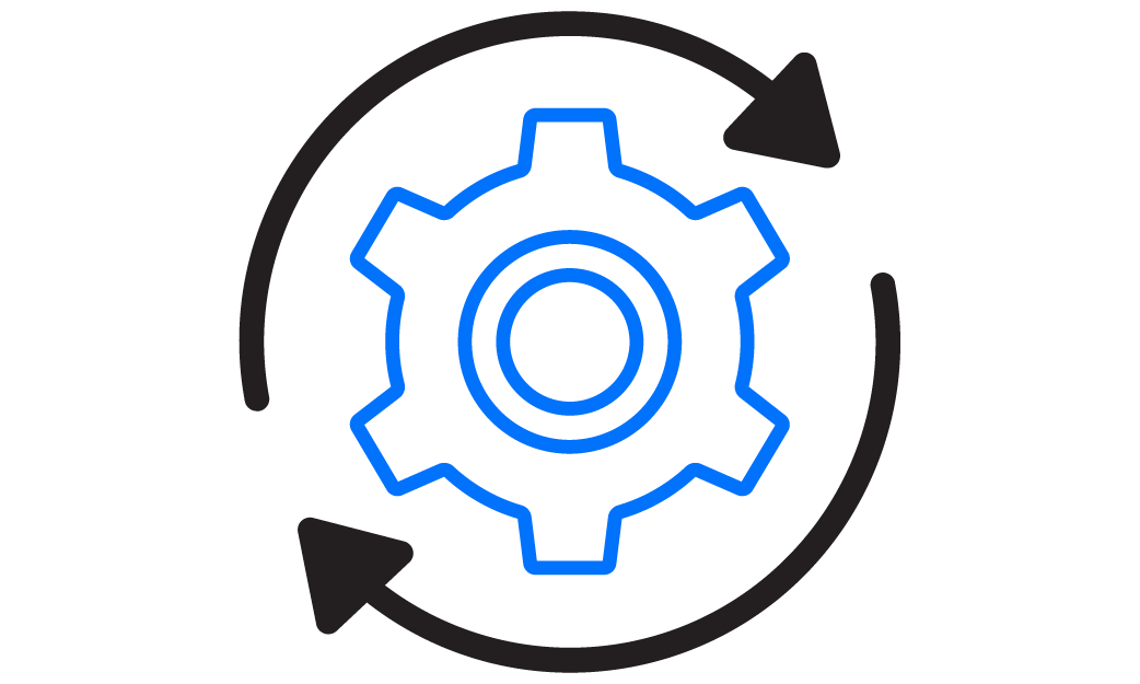 A cogwheel icon depicting the user experience process