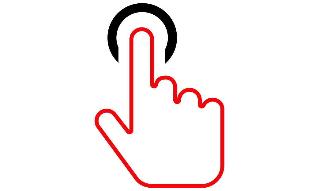 An icon of a hand touching something which depicts the user interface process