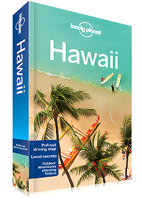 A book cover depicting surfers and a canoe on a beach somewhere in Hawaii. 