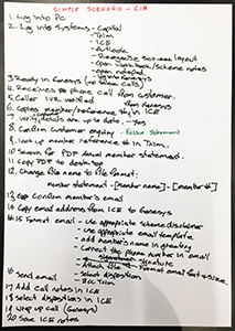 A photo of a simple scenario artefact developed on paper by users.