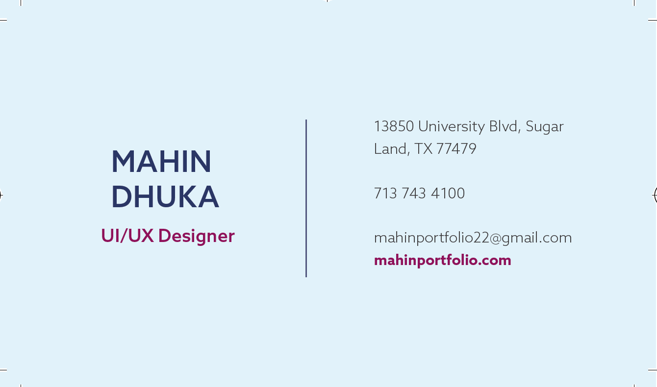 back of business card