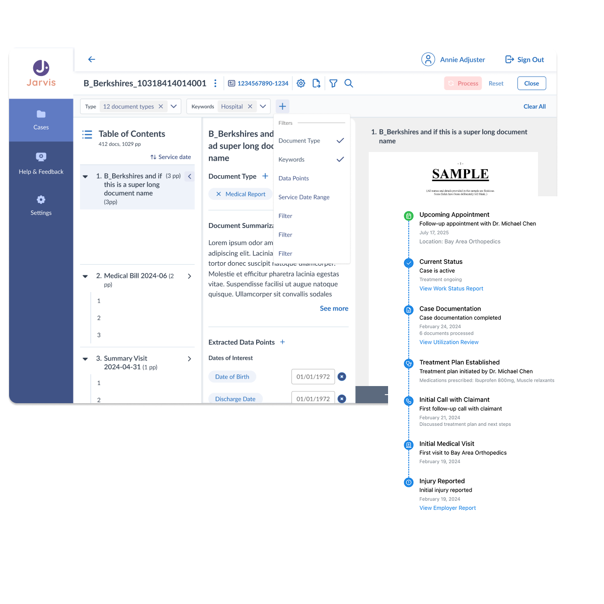 Screenshots of the Intelligent Document Processing feature from Crosstie.