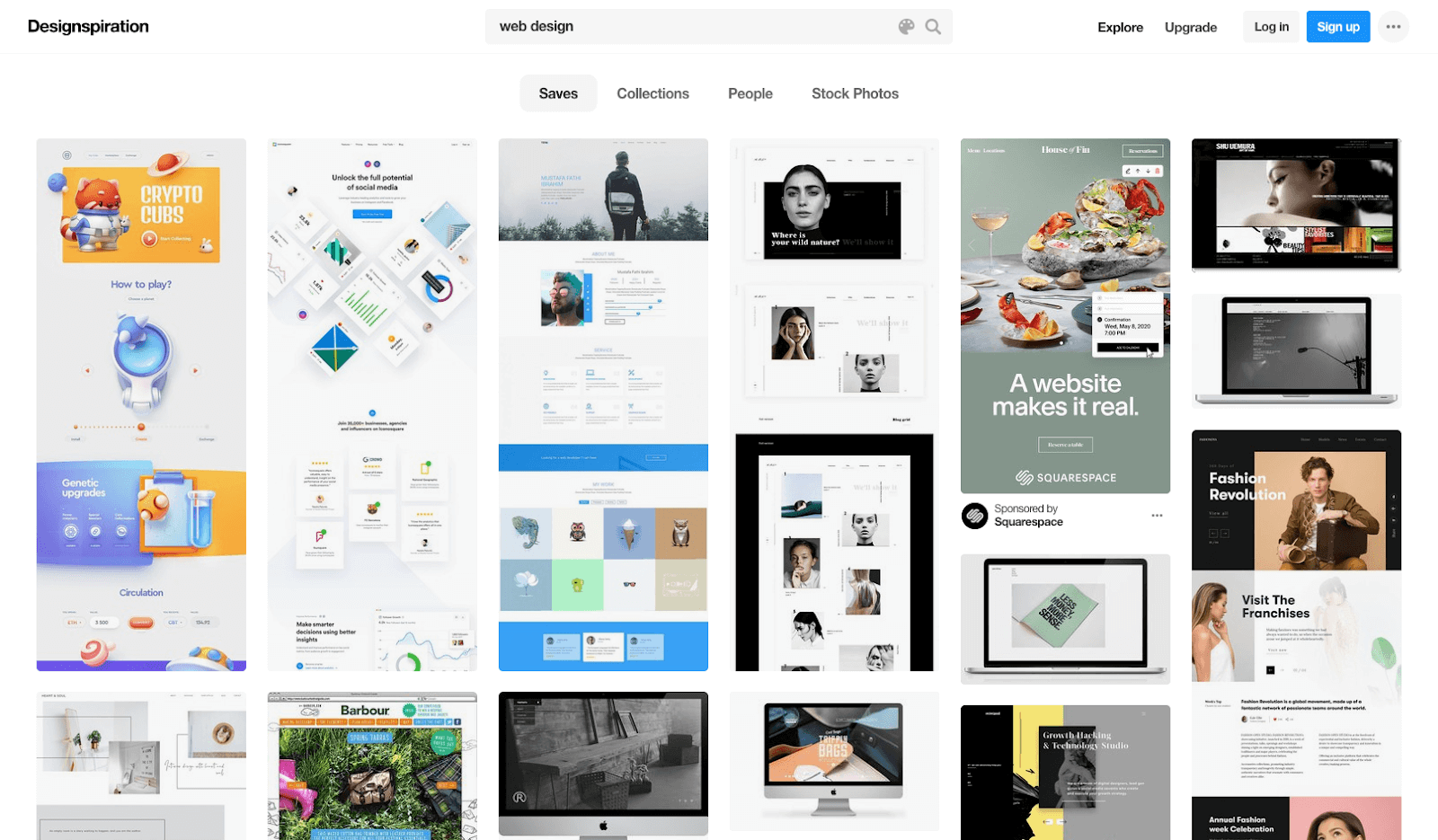 Screenshot of Designspiration homepage
