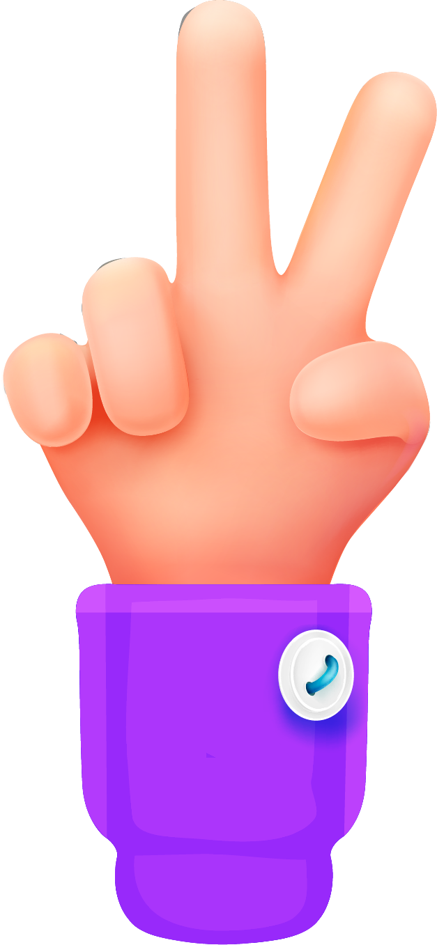 Icone en 3D de deux doigts levés