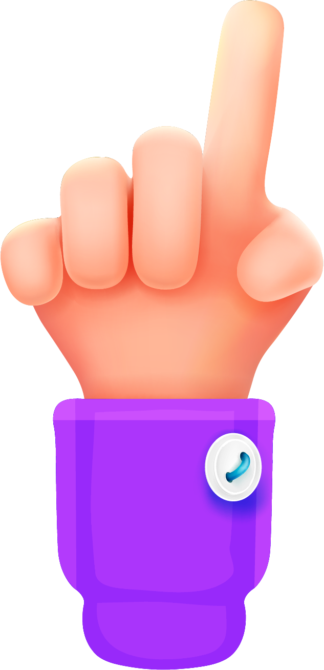 Icone en 3D d'un doigt levé