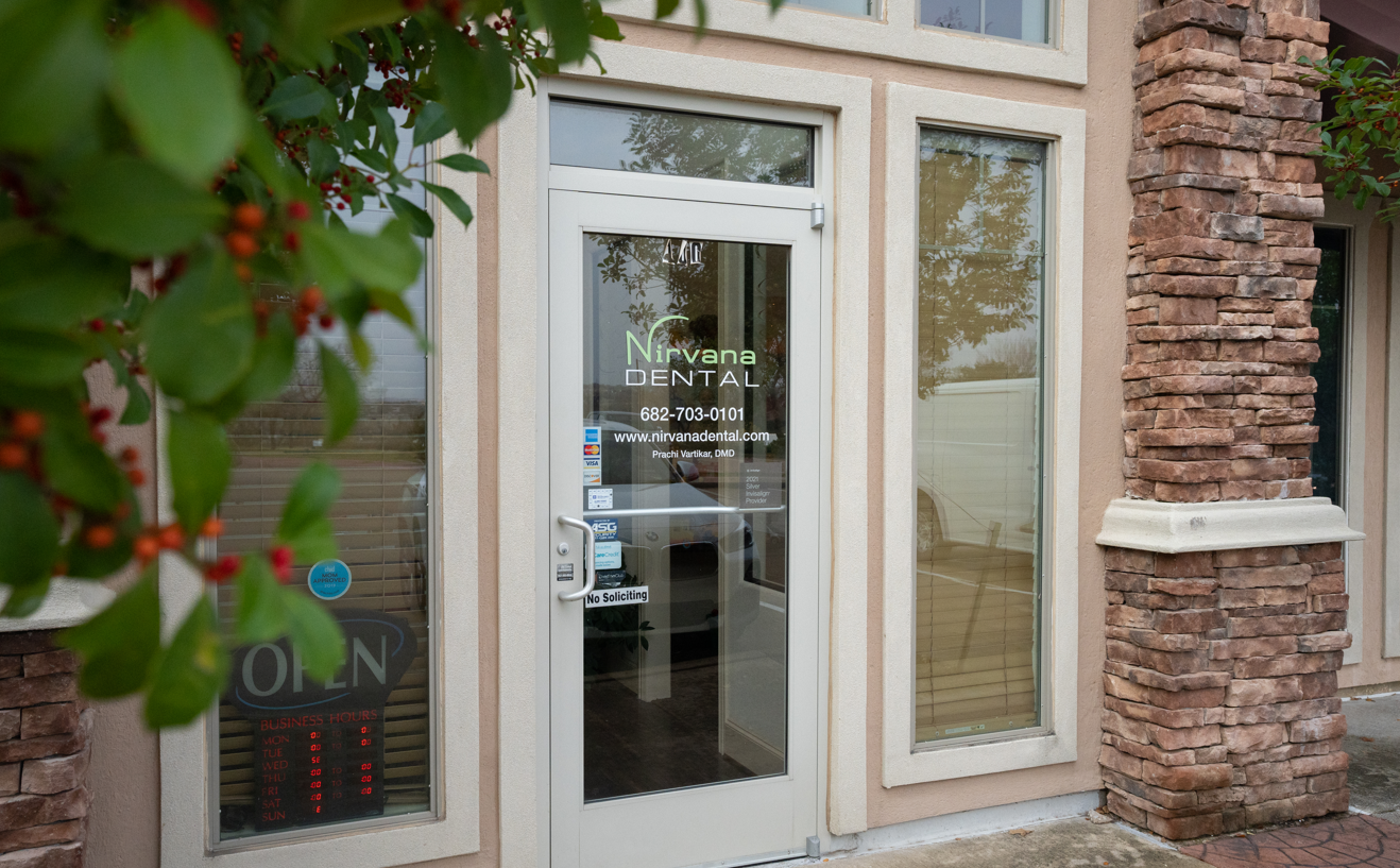 Nirvana Dental Front Door at 3704 Cheek-Sparger Rd #100, Bedford, TX 76021