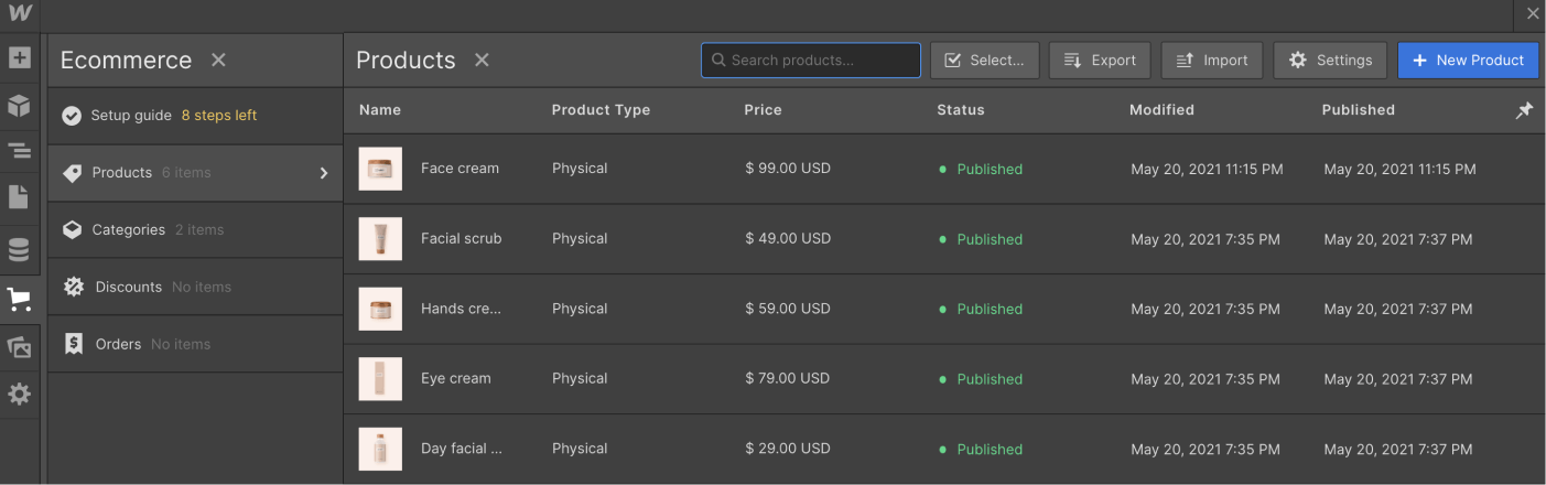 eCommerce Collection - Salon X Webflow Template