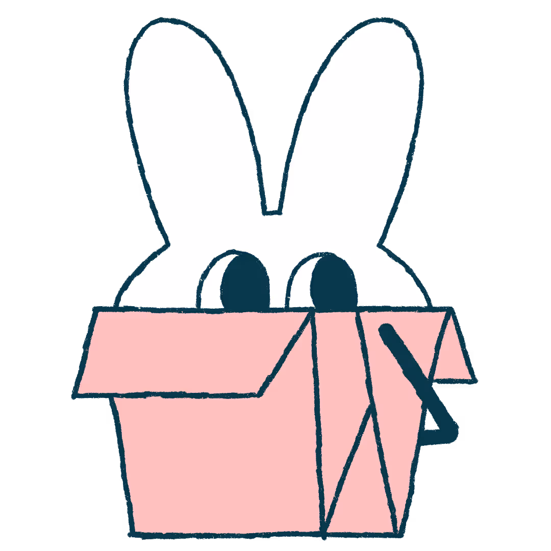 cute illustration of a rabbit out of takeout box