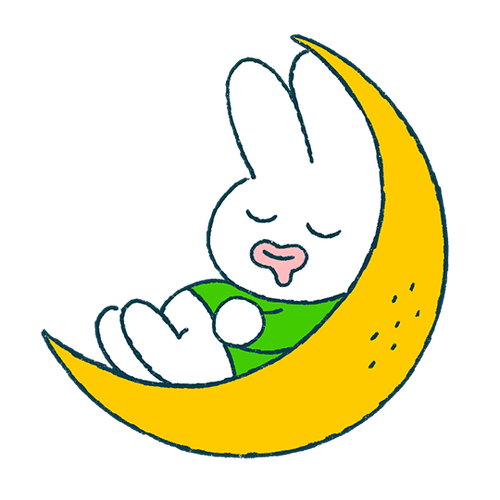 little rabbit sleeping on a moon
