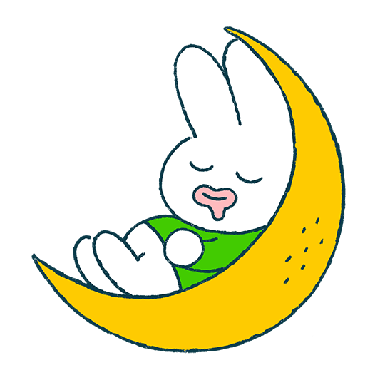 little rabbit sleeping on a moon