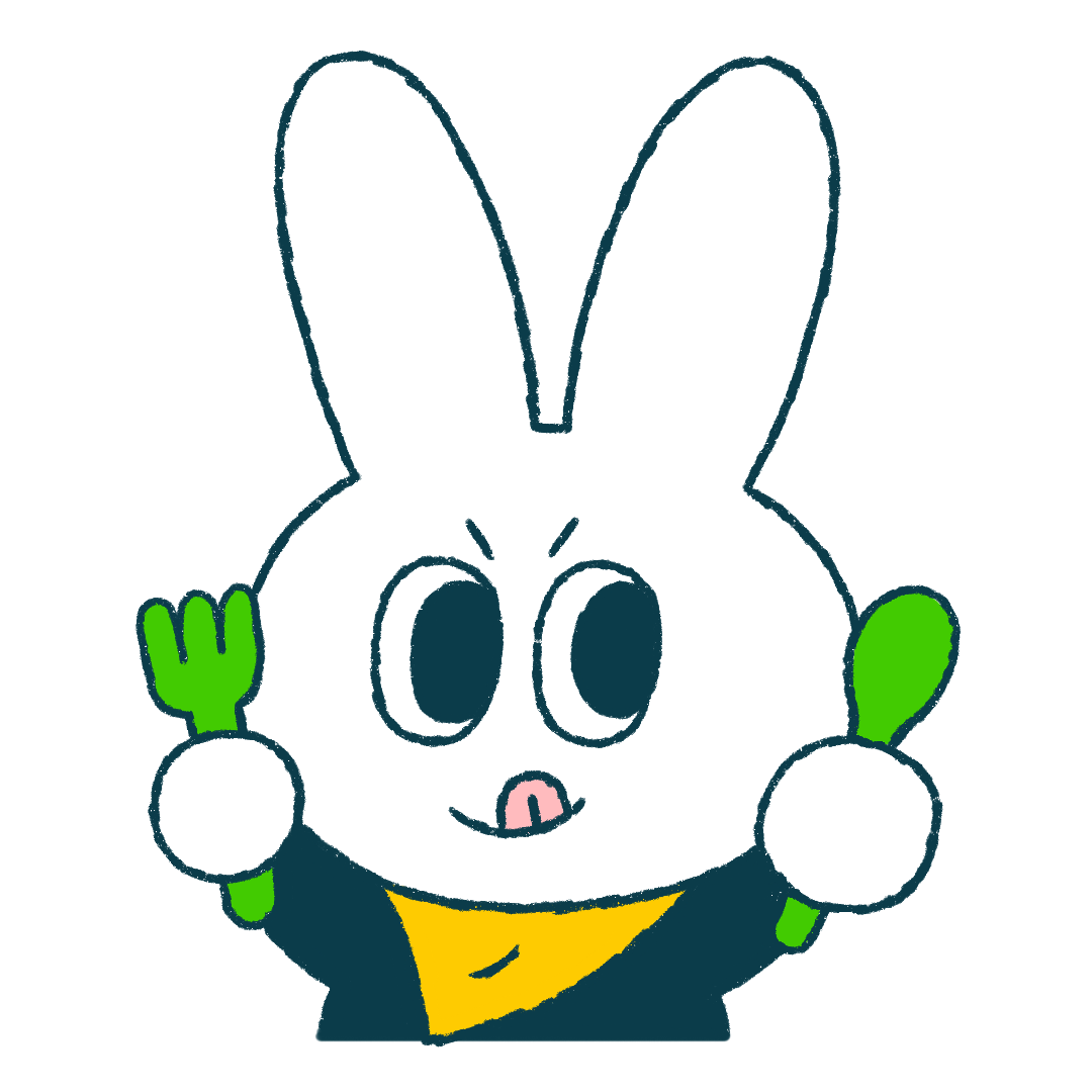 illustration of a rabbit with fork and spoon