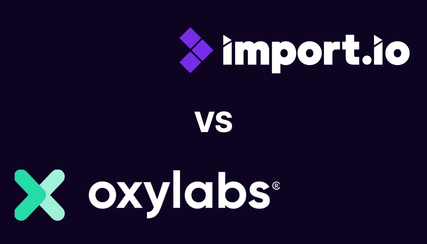 Comparison image showing import.io logo versus general web scraping tools with a globe icon.