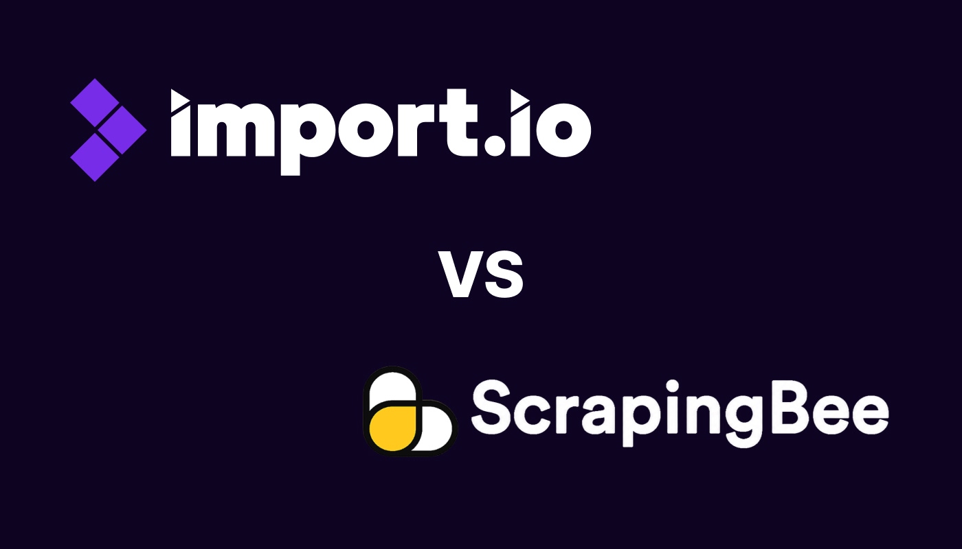 Comparison image showing import.io logo versus general web scraping tools with a globe icon.