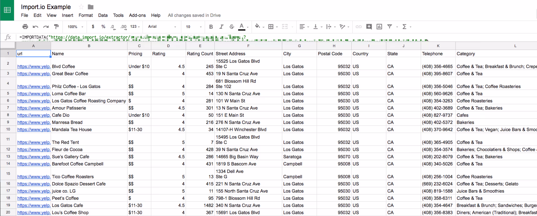 GSheet Example Output