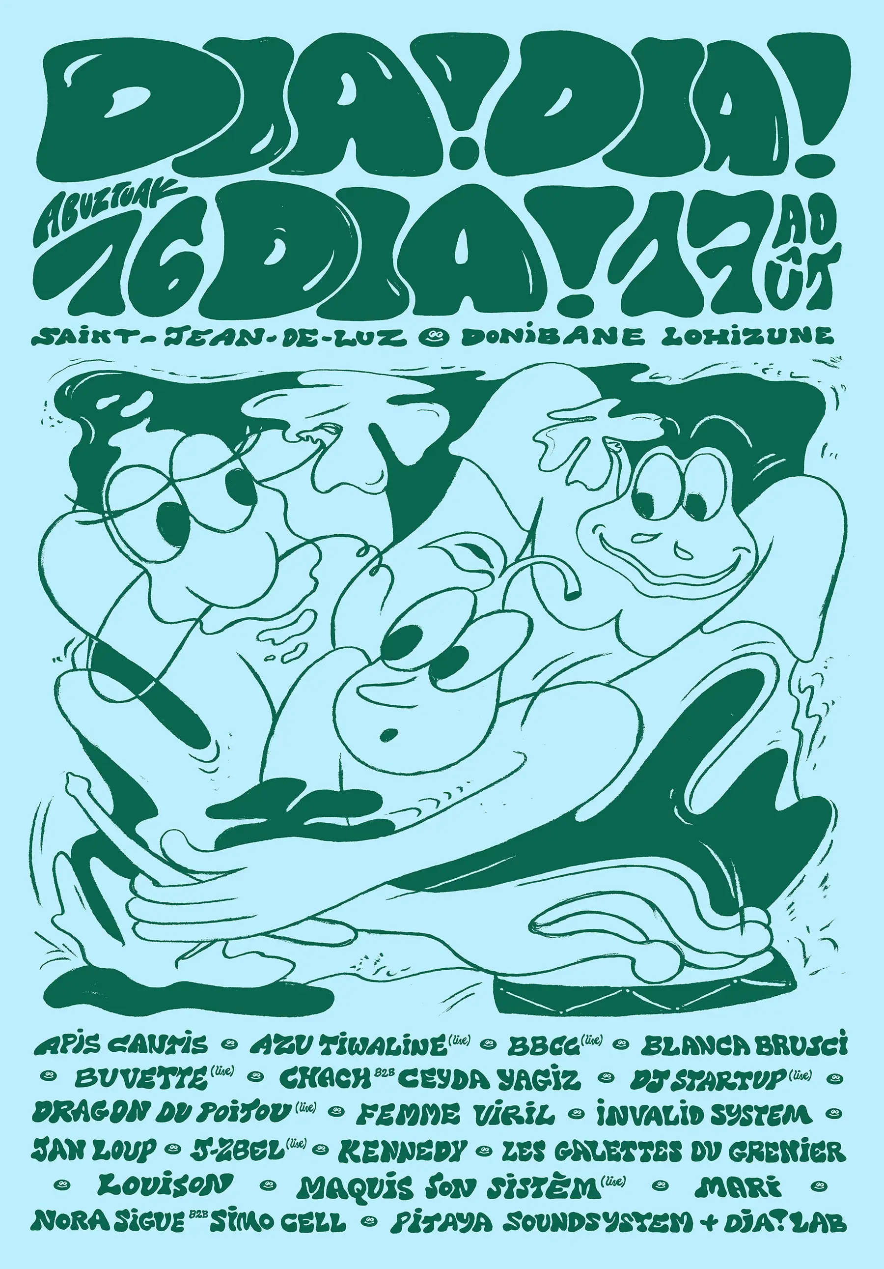 Poster and identity for Dia Radio Festival in Saint-Jean-de-Luz. August 2024.