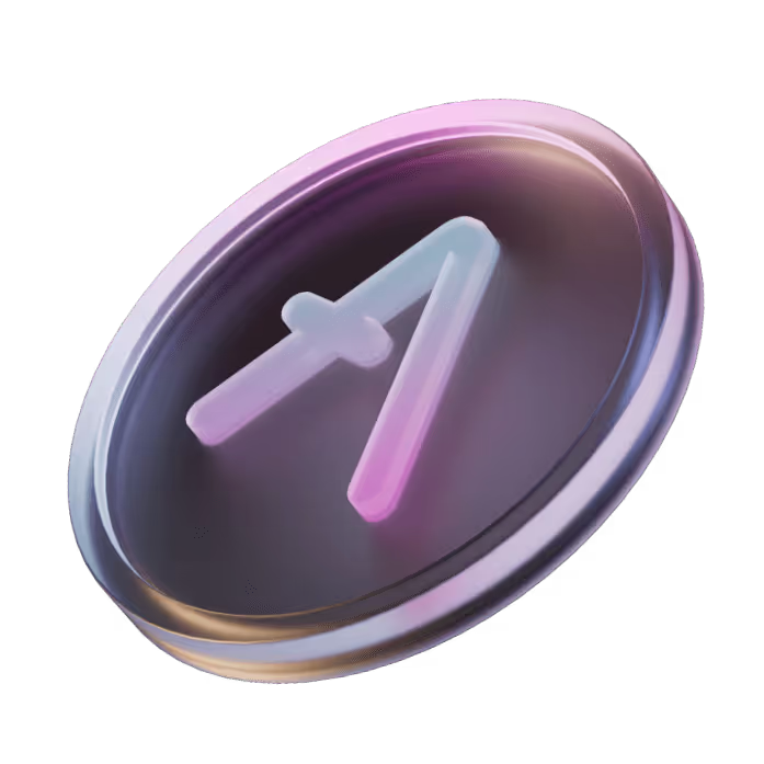 a purple button with a white arrow on it