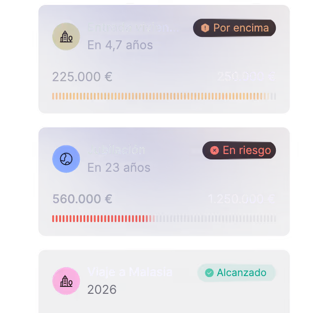 Objetivos financieros en la app Finary