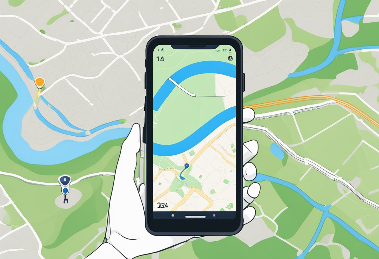 An ATV with a GPS tracker mounted on the handlebars, displaying the route on the screen. No monthly fees are required for the tracker
