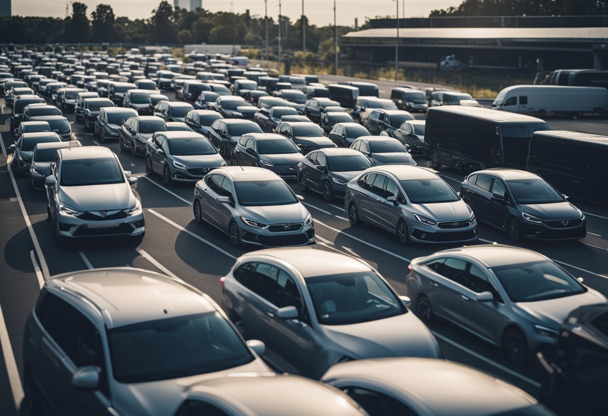 A fleet of vehicles being tracked and managed through a mobile app integration system
