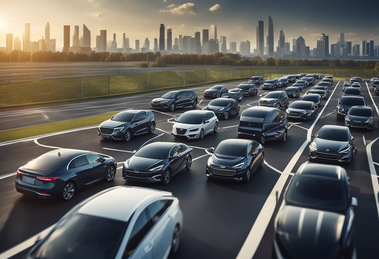 A fleet of vehicles equipped with advanced telematics and connected technologies, seamlessly managed through a centralized software system