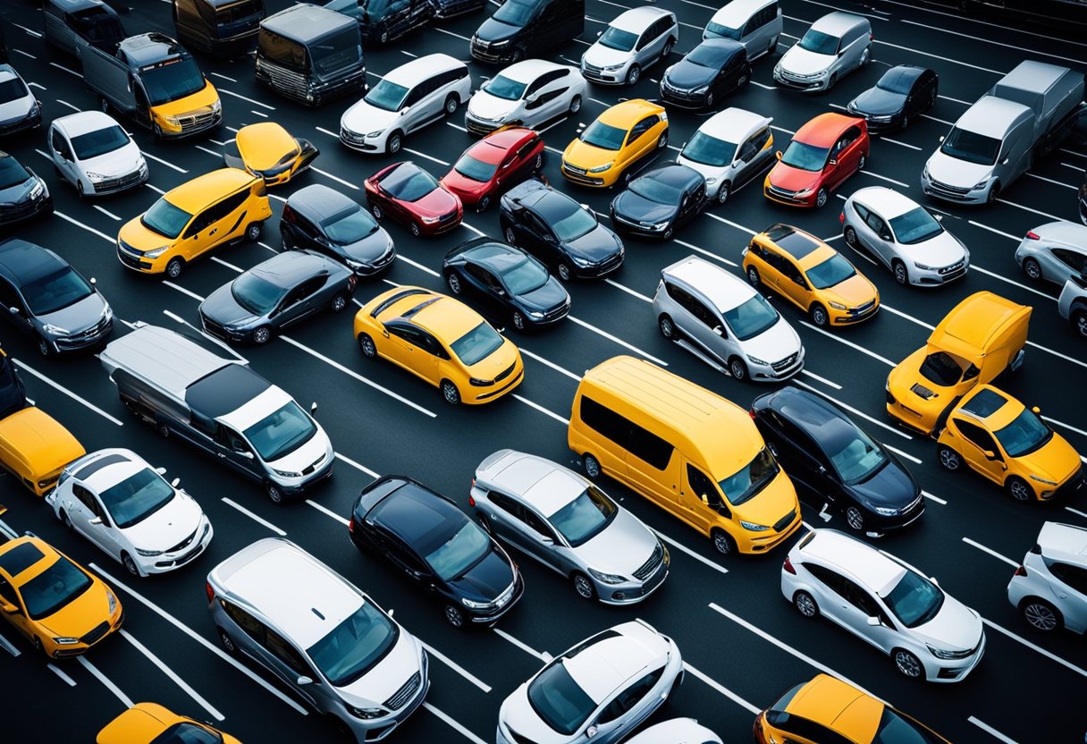 A fleet of vehicles with various sizes and types, all equipped with customizable software for enterprise management