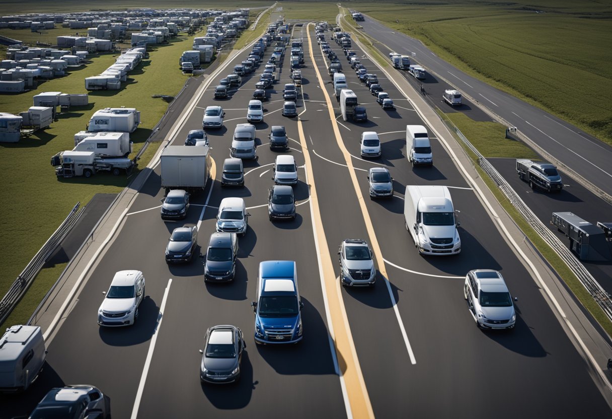 A fleet of vehicles being monitored and managed for fuel and resources using specialized software