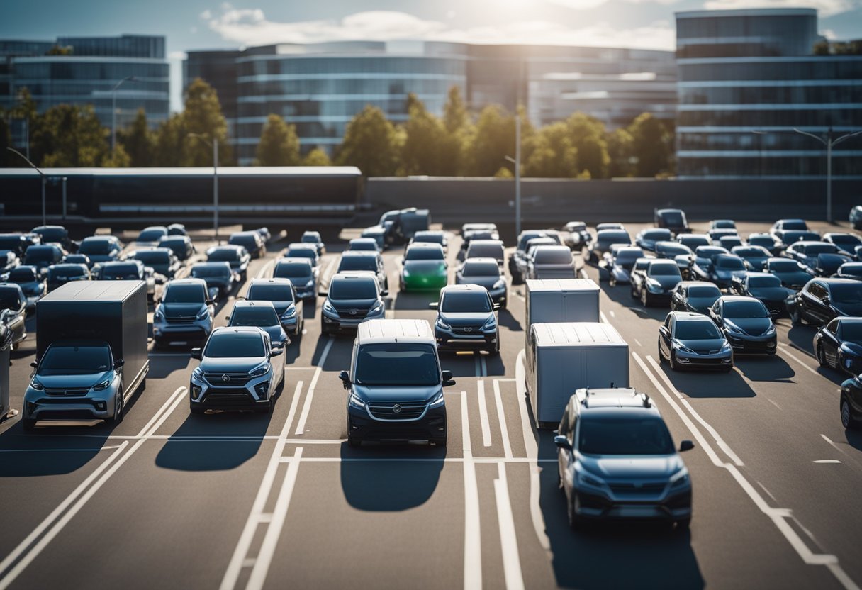 A fleet of vehicles being monitored and managed through a centralized software system