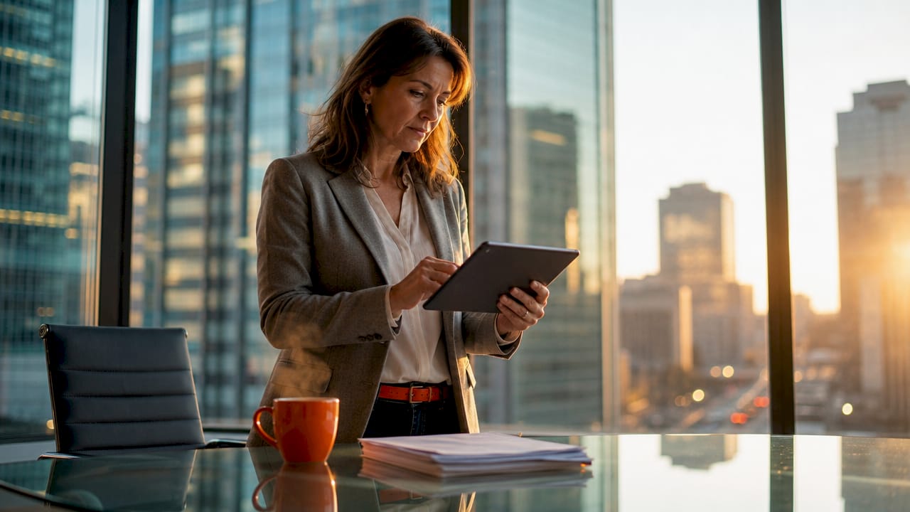 Fleet manager reviewing GPS tracking data at desk