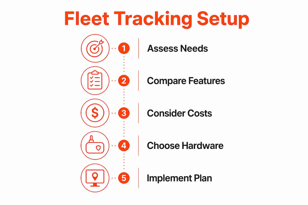 Infographic showing steps for evaluating small fleet tracking