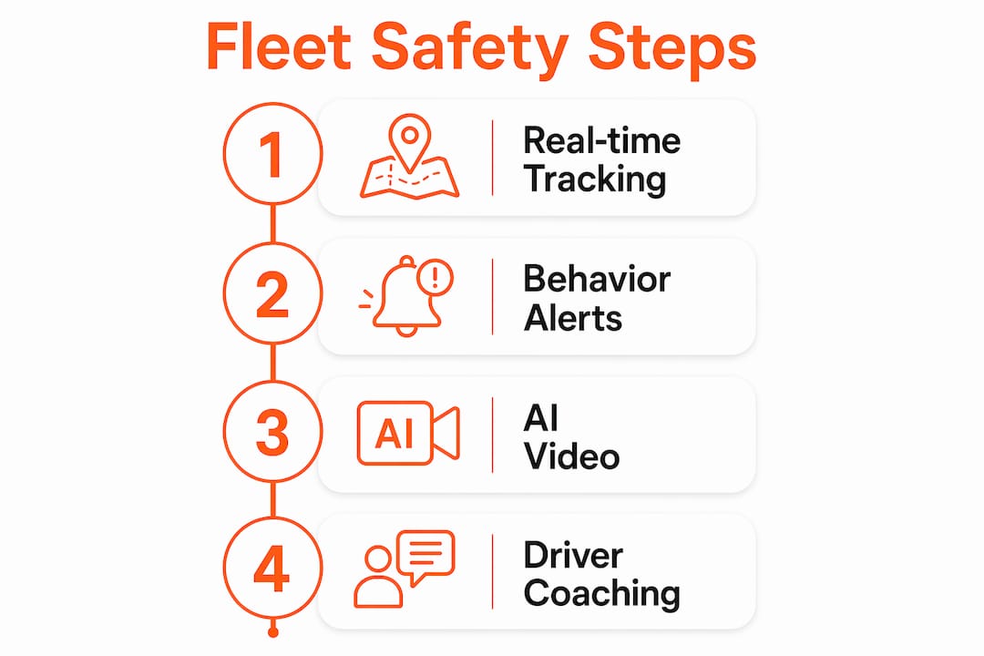 Infographic showing four key steps in GPS fleet safety program