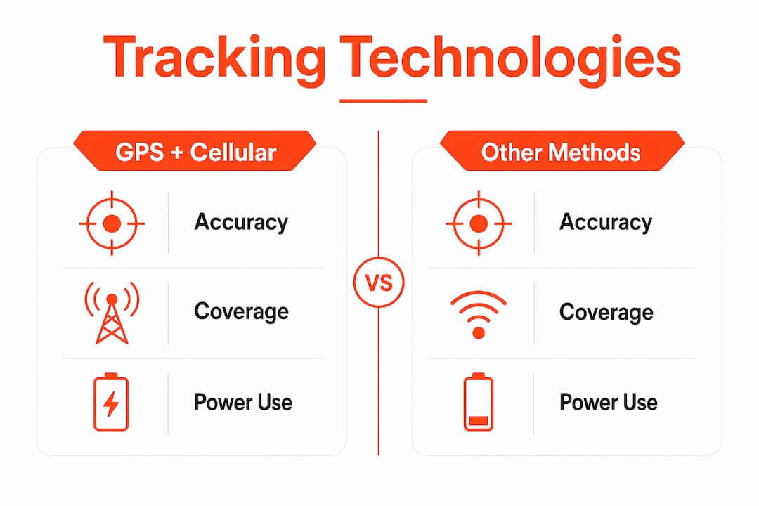 Infographic comparing cellular GPS tracking with other methods