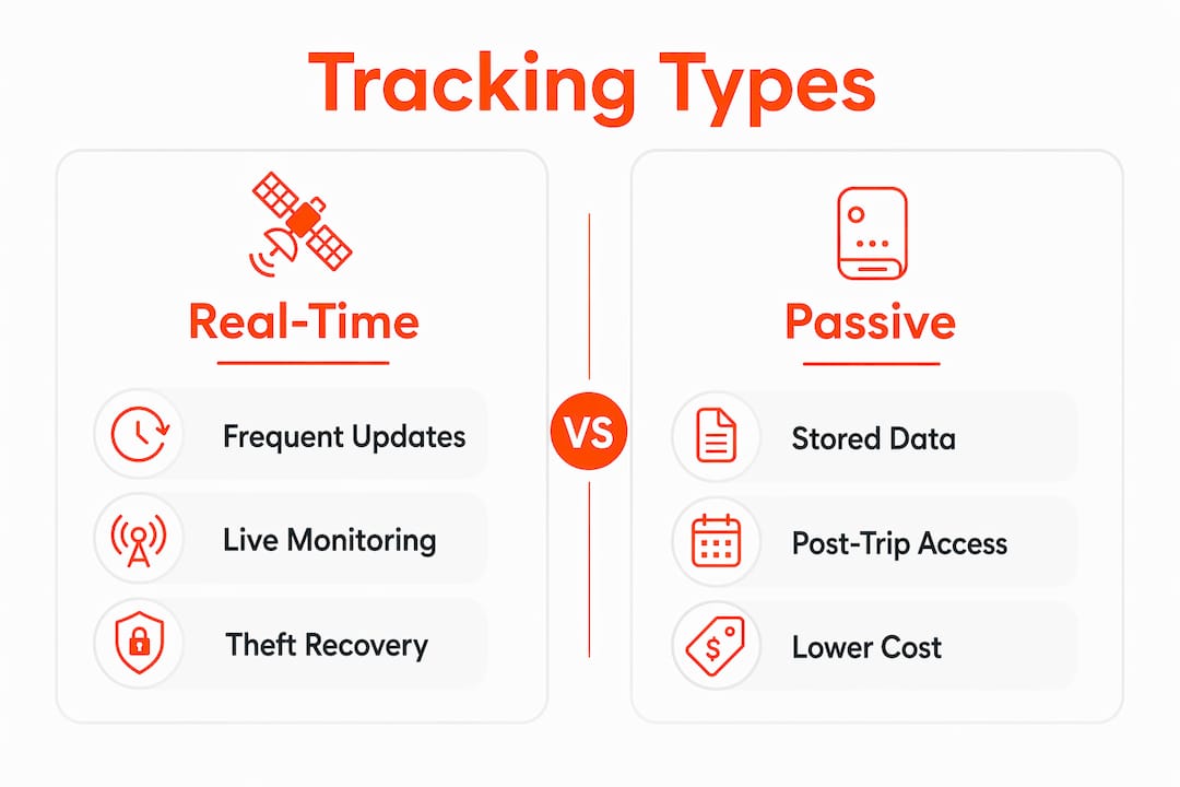 Infographic comparing real-time and passive vehicle tracking