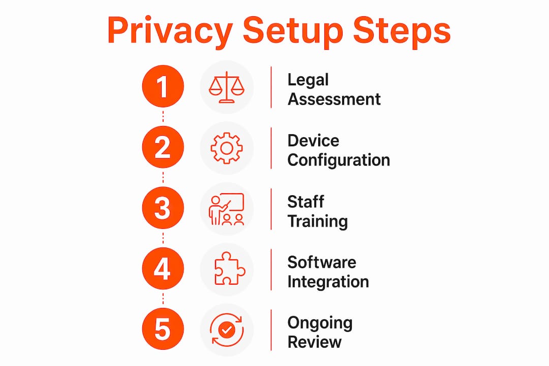 Infographic showing steps for fleet GPS privacy setup