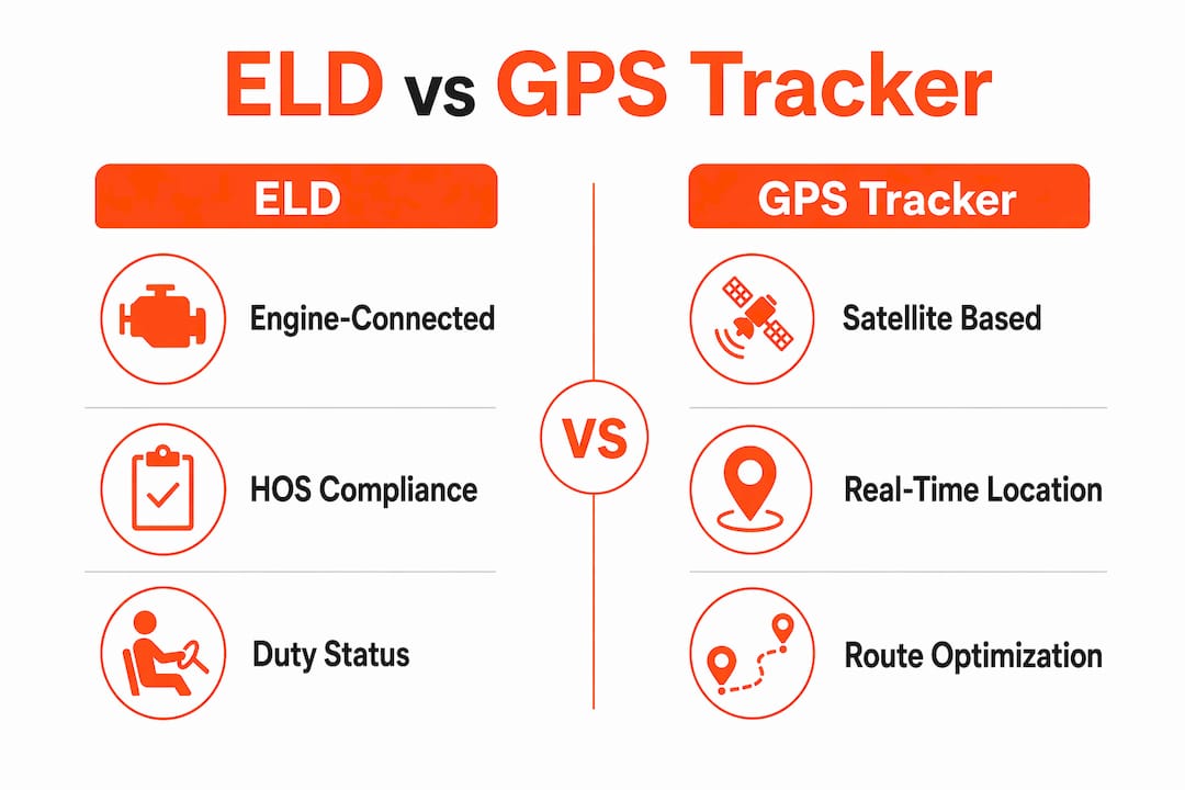 Infographic comparing ELD and GPS tracker features