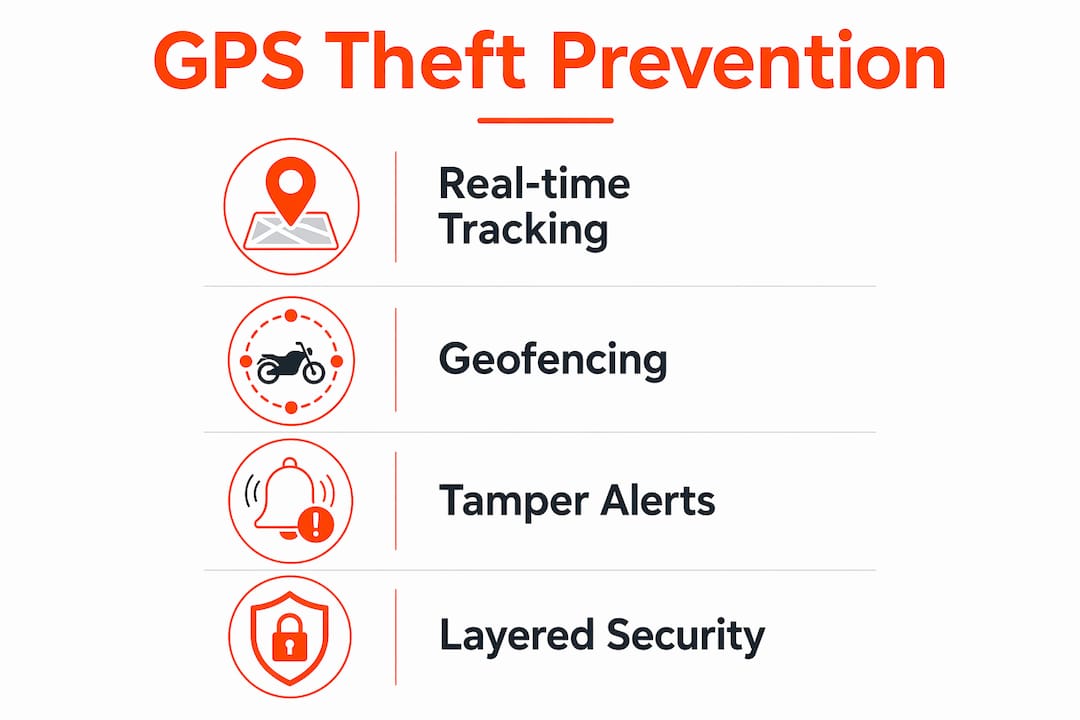 Infographic illustrating GPS theft prevention mechanisms