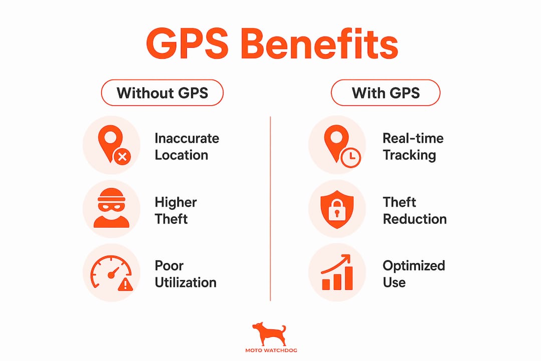 Infographic comparing logistics with and without GPS
