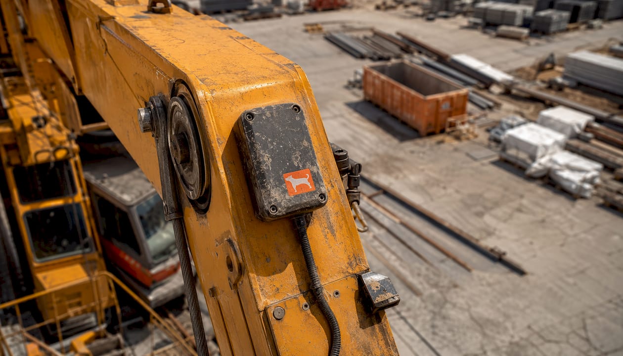 GPS tracking device mounted on construction equipment