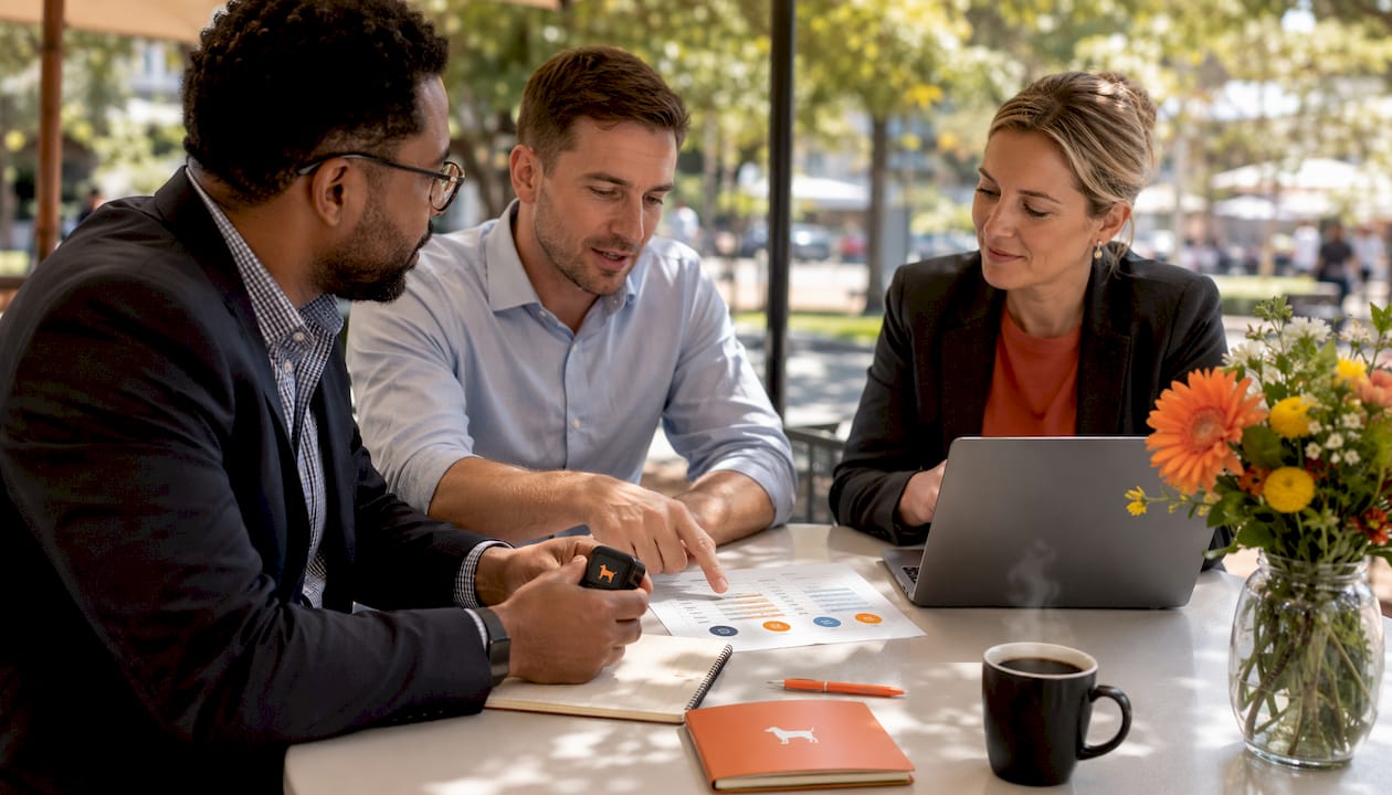 Team reviewing asset tracker connectivity models
