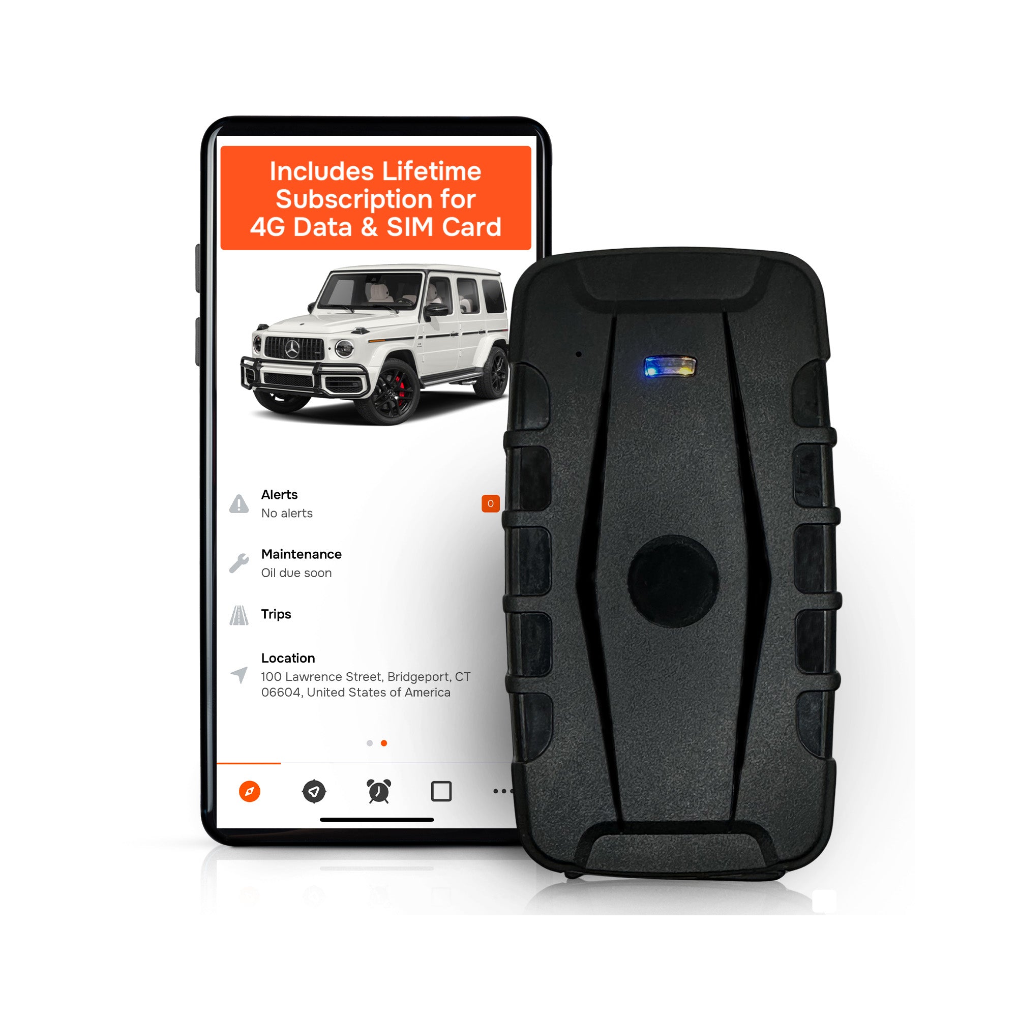 1-Year Battery Magnetic GPS Tracker for Vehicles – No Monthly Fees, 4G LTE | Moto Watchdog MW-20000