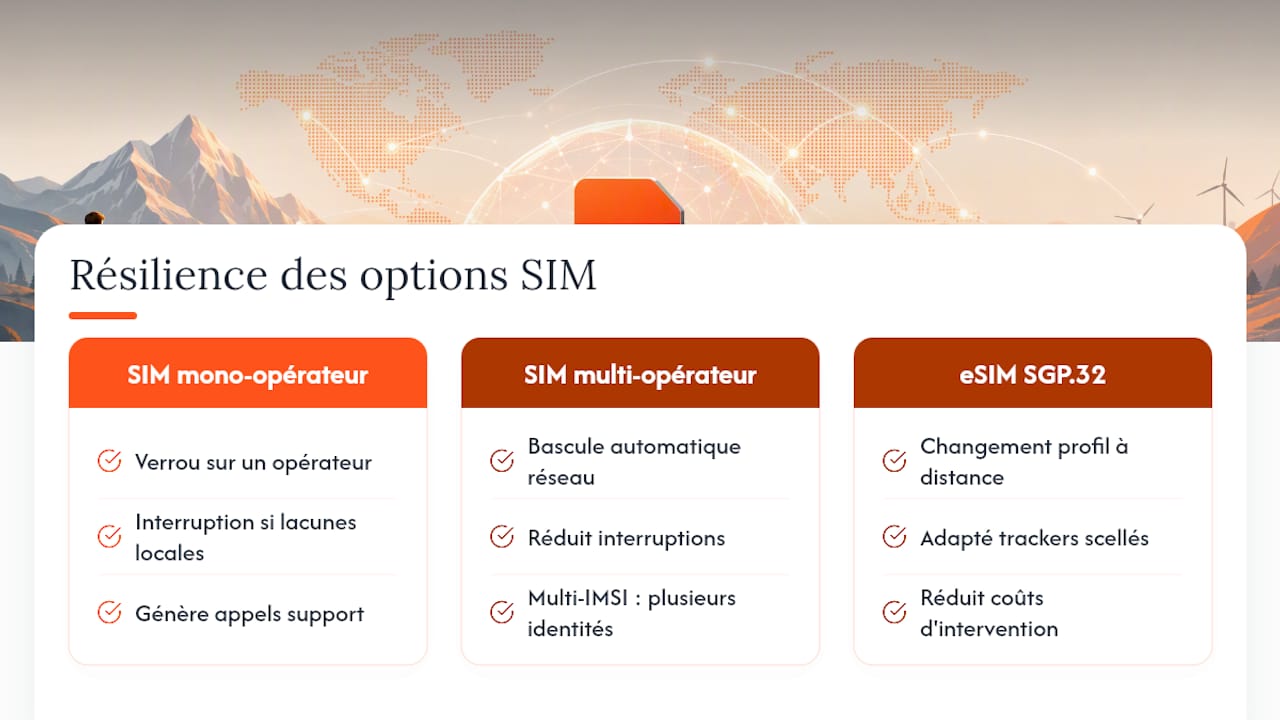 Pourquoi les SIM multi-opérateur et l'eSIM IoT s'imposent dans les déploiements sérieux — overview diagram