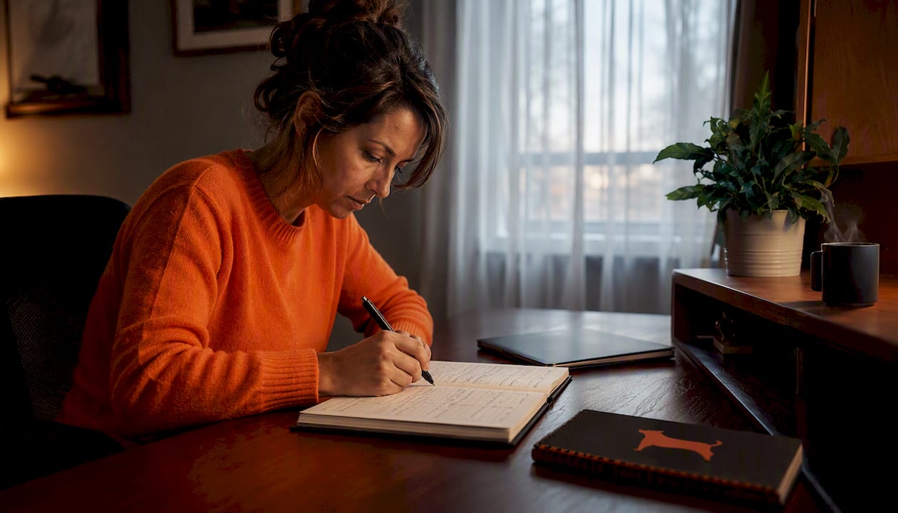 Hands writing manual inspection log at desk