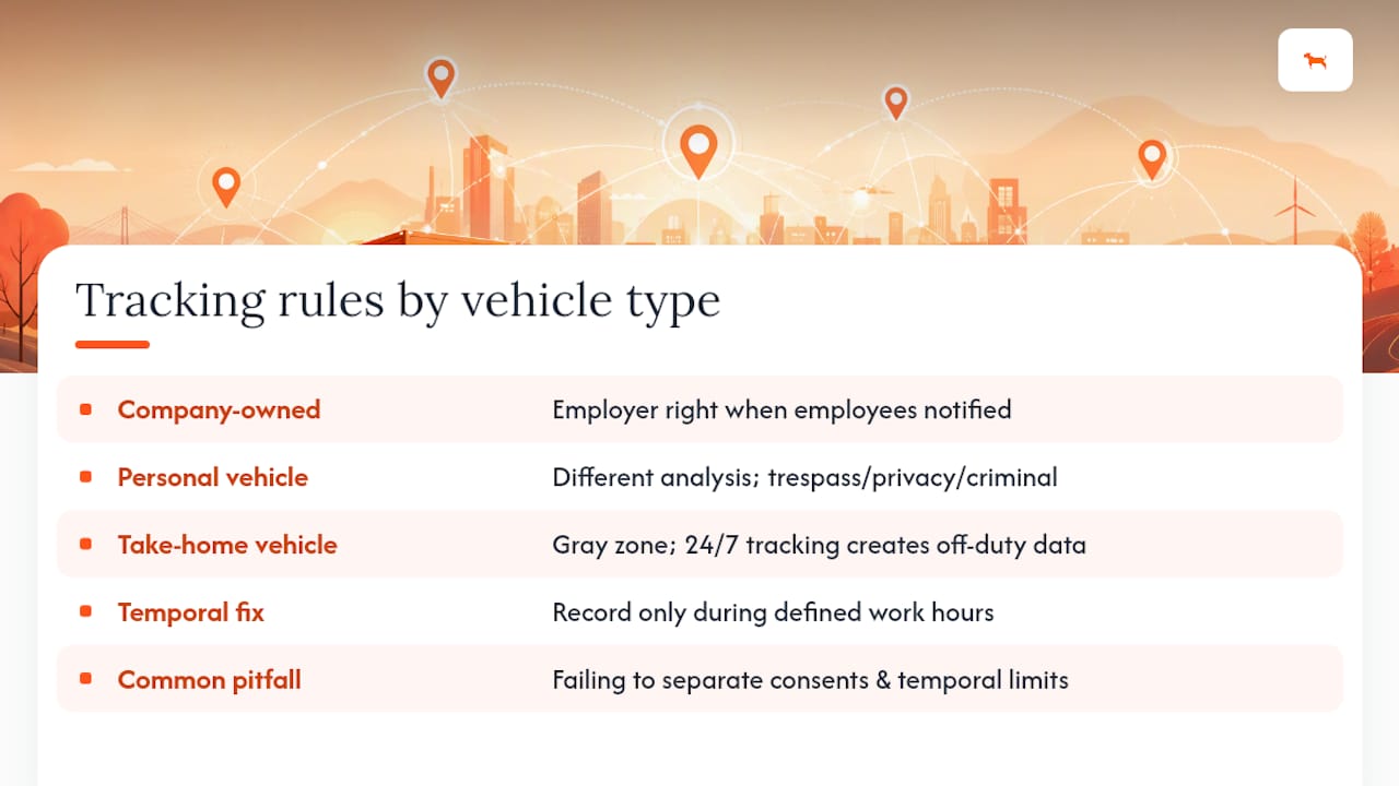 Legal differences between company and personal vehicle tracking
