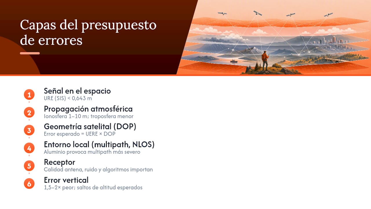 Qué factores determinan la precisión del rastreo GPS — overview diagram