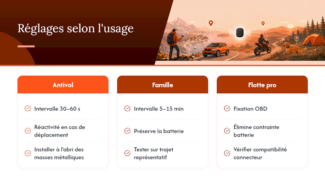 Tableau comparatif des fréquences de transmission GPS selon les différents usages