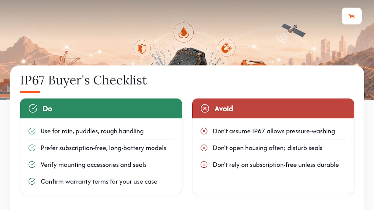 How Motowatchdog Fits an IP67 Buyer's Checklist — overview diagram