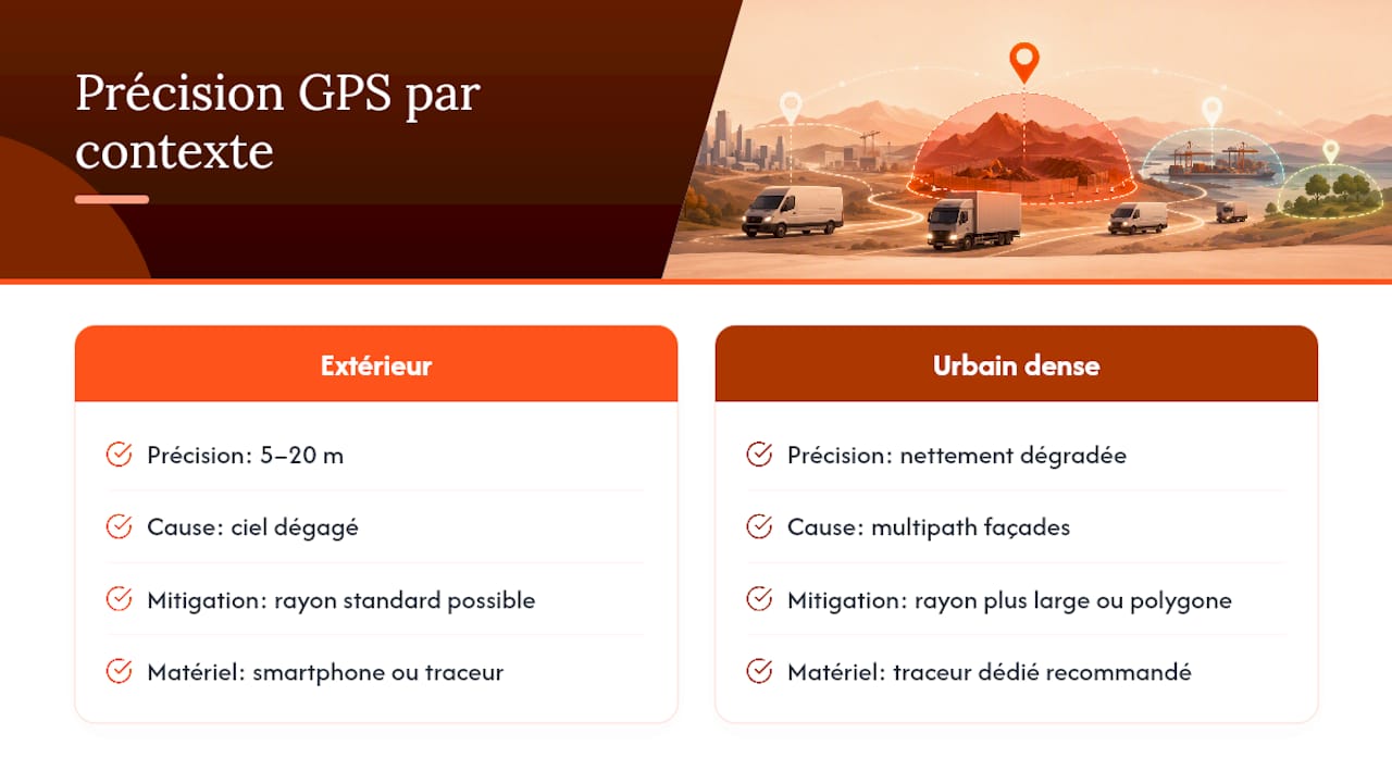Comparaison de la précision GPS en fonction de l'environnement