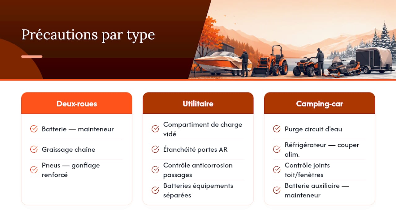 Consignes de stockage selon le type de véhicule